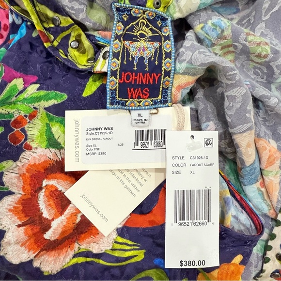 Johnny Was Women’s XL Eva Farout Scarf Sleeveless Floral Boho Maxi Dress NWT - Picture 10 of 12